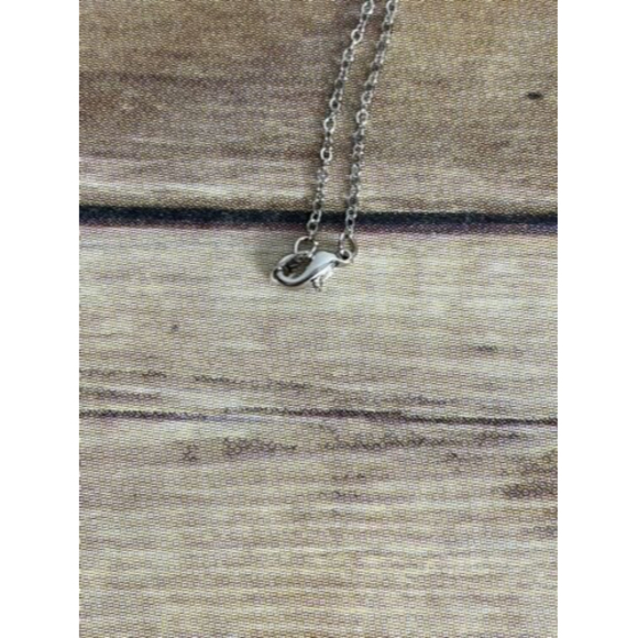 Fleur-de-lis Pendant Necklace Embellished Rhinestones Textured Chain 10" NEW - Picture 3 of 5